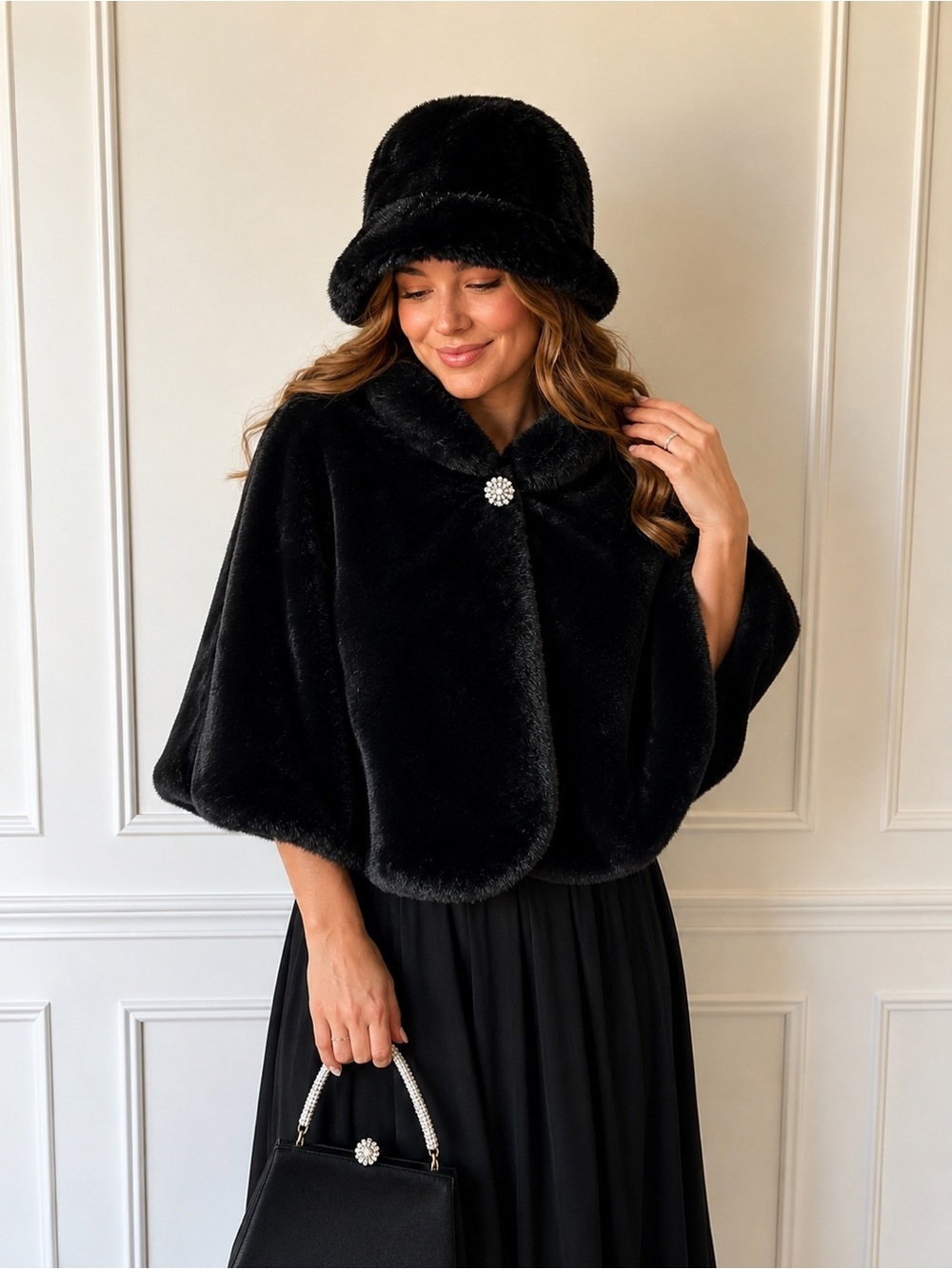 Luxe Faux Fur Hat & Cape Set